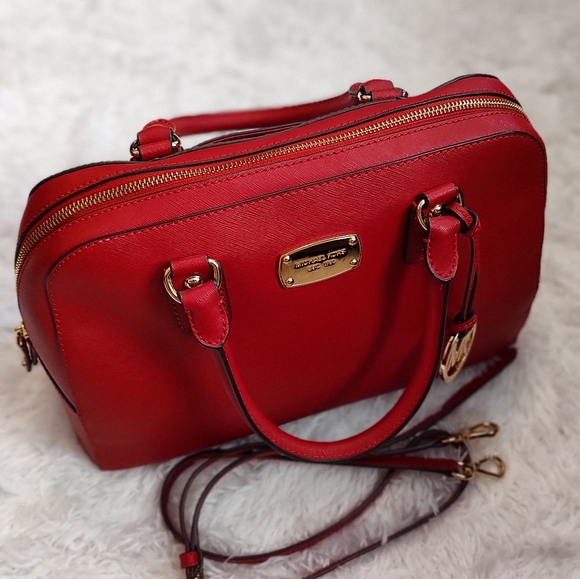 MICHAEL KORS Large Saffiano Leather Satchel Red - Picture 6 of 16